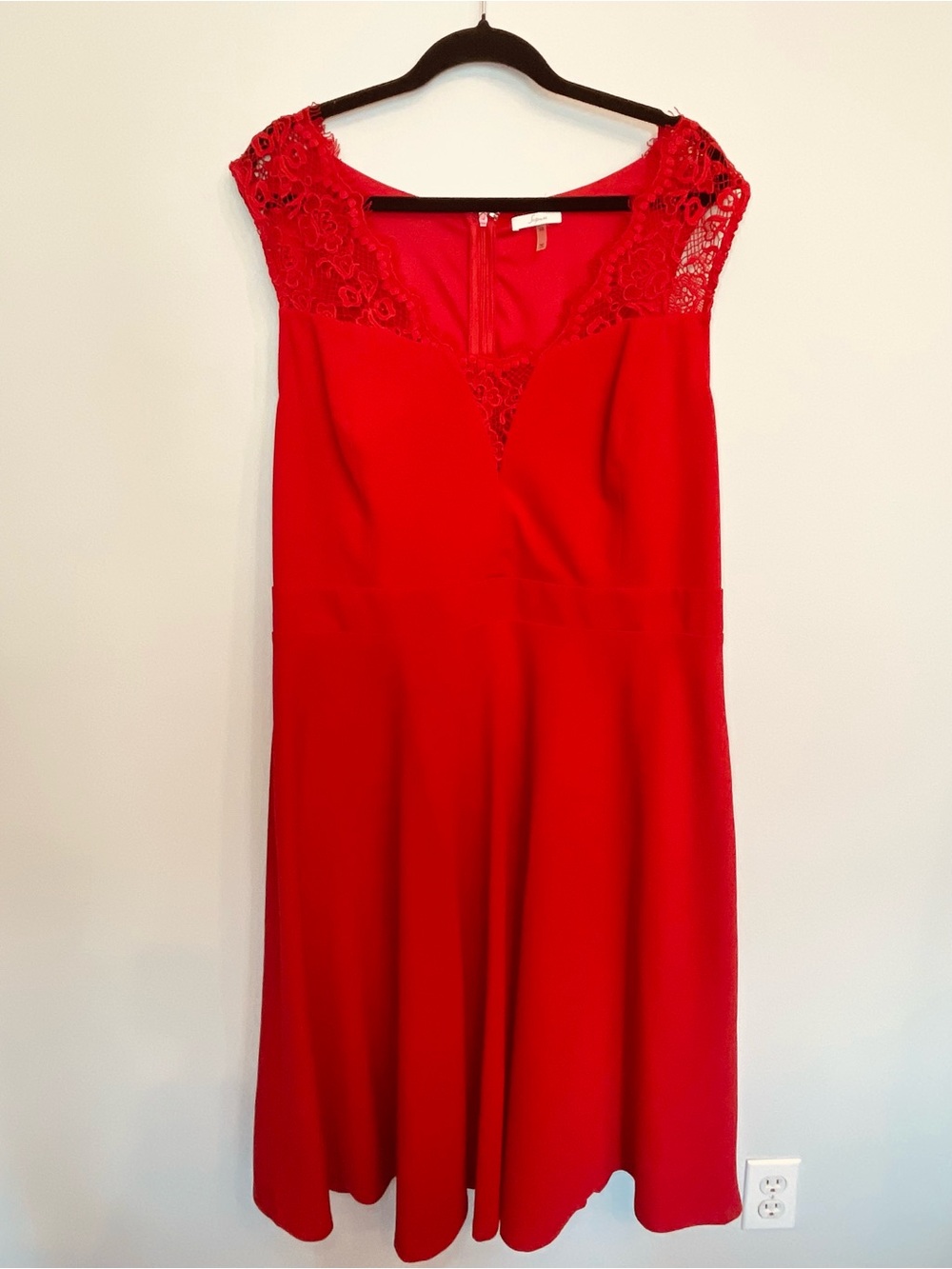 Soprano Red Lace-Trim Fit & Flare Midi Dress - Picture 4 of 11